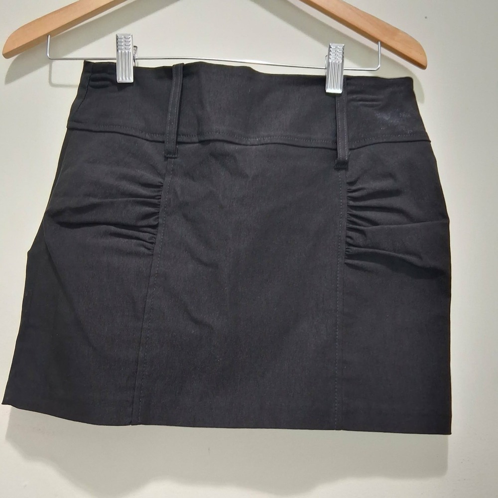 Body Central Black Ruched Mini Skirt High Waisted Bodycon Y2K SK1406 Womens L